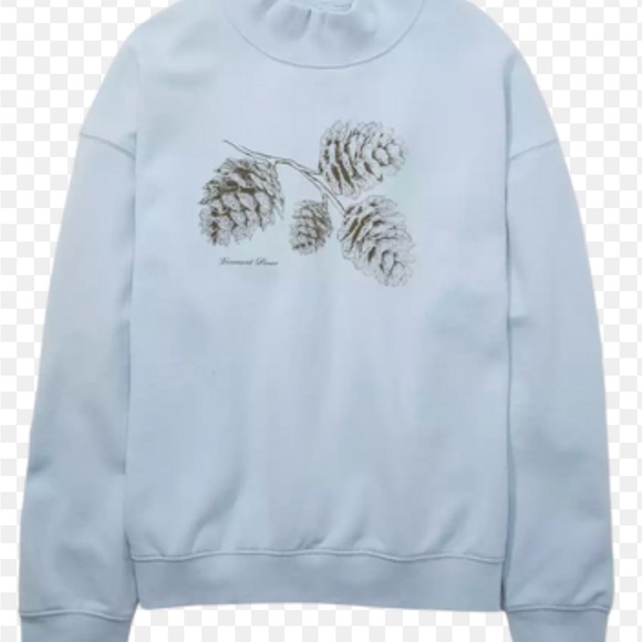 American Eagle Vintage Mock Neck Blue Sweatshirt Cottage Core Sz Small P-P23 L24 - Picture 1 of 5